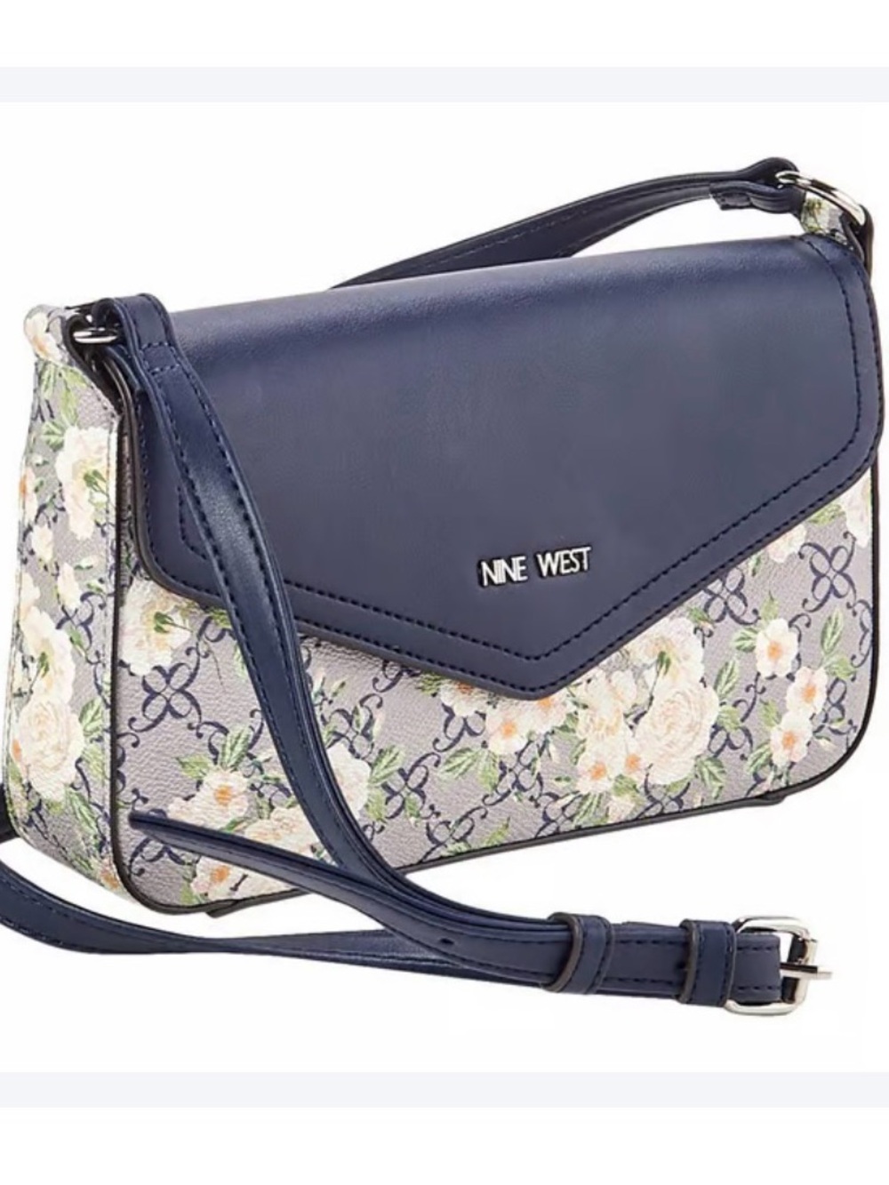 Nine West Navy and Cream Floral Crossbody - Picture 2 of 5